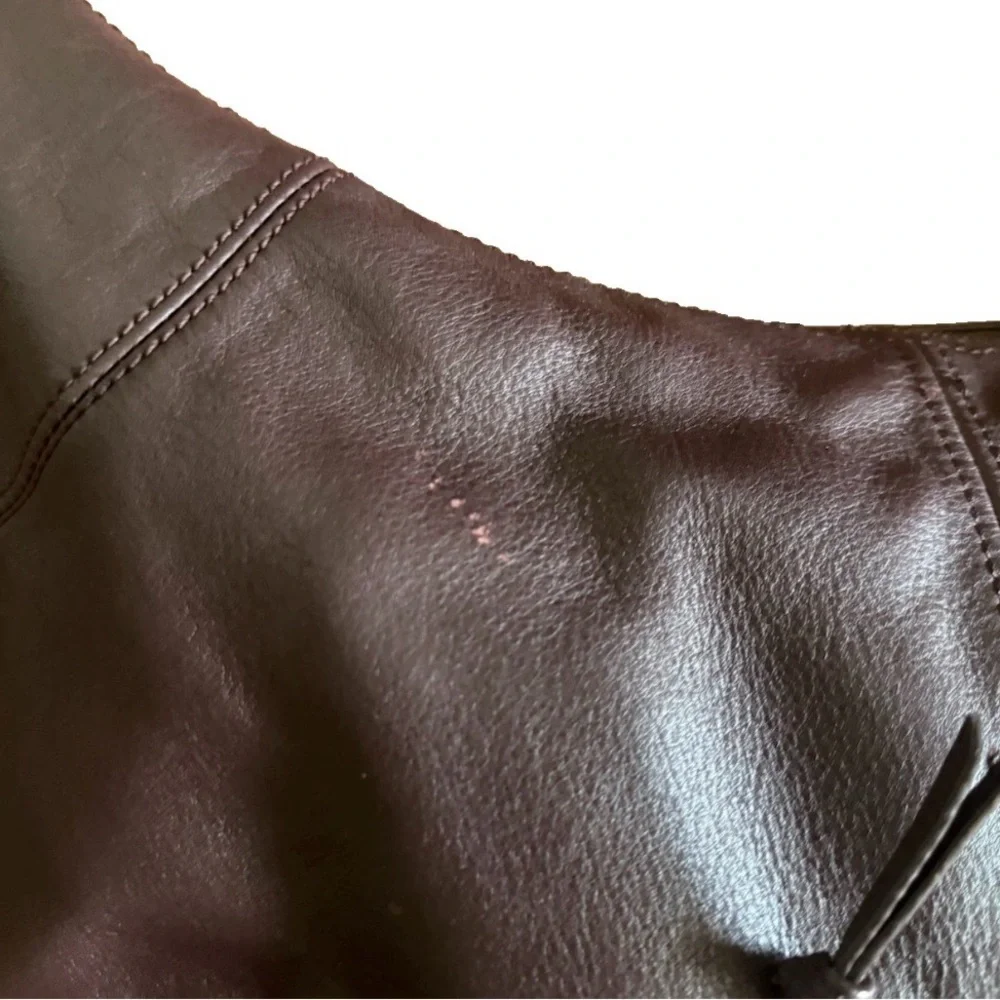 Kipling HB6413-747 Burgundy Leather Hobo Shoulder Bag Slouchy zip Bag charm